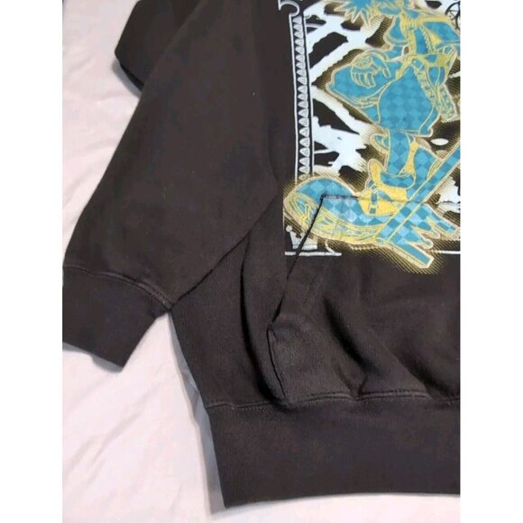 Kingdom Hearts Sora Neon Hoodie Sz Small Black Video Game Disney Keyblade - Picture 3 of 9